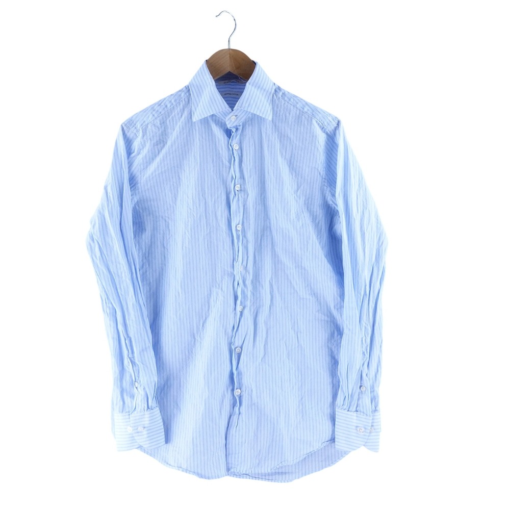 Suitsupply Mens 15.5/39 Slim Fit Egyptian Cotton Striped Dress Shirt Blue White
